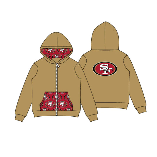 8.5Preorder (moq 5)Baby Boys Khaki SF Team Pocket Zipper Hoodies Tops