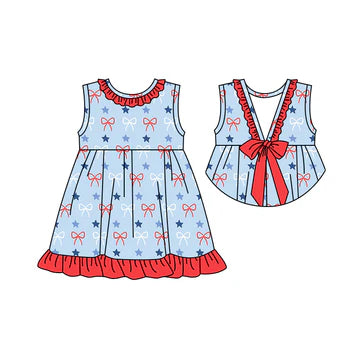5.8 Red Bowknot Doll Collar Sleeveless Dress