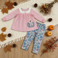 RTS NO MOQ milk silk GLP3319 Embroidery Flowers Pumpkins Baby Girls Collar Tunic Leggings Fall Clothes Sets