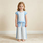 NEW RTS NO MOQ milk silk GSPO2334 Baby Girls Blue Polka Dots Print Top With Pockets Flare Pant Set