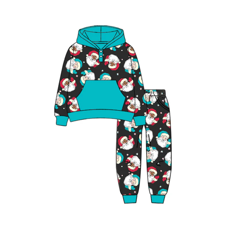 7.11Preorder (moq 5)Baby Boys Long Sleeves Stars Santa Button Pockets Hoodies Top Legging Pants Fall Set