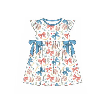5.8 Color flying sleeves knee-length dress