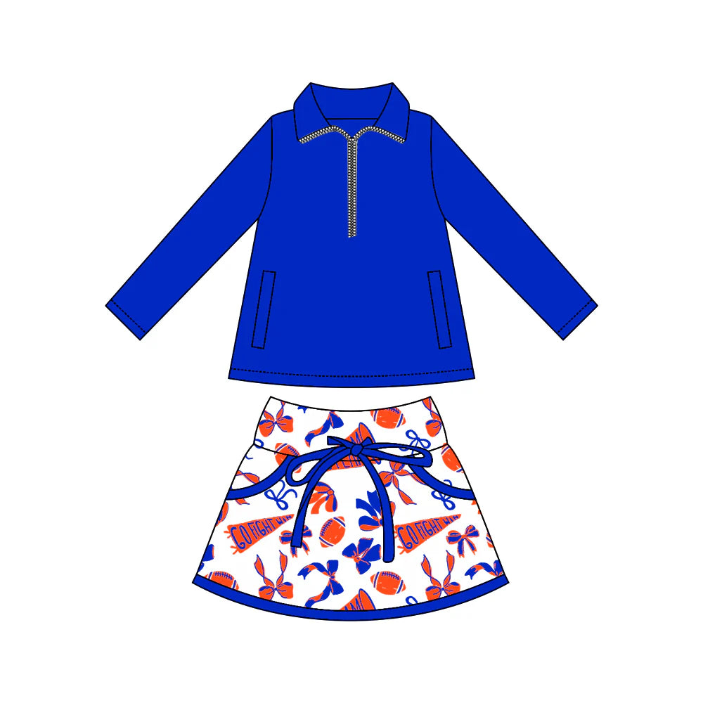 8.9Preorder moq 5 Baby girls Royal Pullover team Tee Shirts Skorts Clothes Sets
