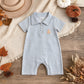 NEW RTS NO MOQ milk silk SR4281 Embroidery Candy Baby Boys Blue Stripe Halloween Button Romper