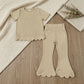 NEW RTS NO MOQ cotton GSPO2340（GT1770+P1078）Baby Girls White Short Sleeve Shirts Top Flare Pant Scallop Sets