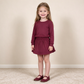 NEW RTS NO MOQ milk silk GLD1697 Baby Girls Maroon Long Sleeve Top Pockets Skirt Short Clothes Set