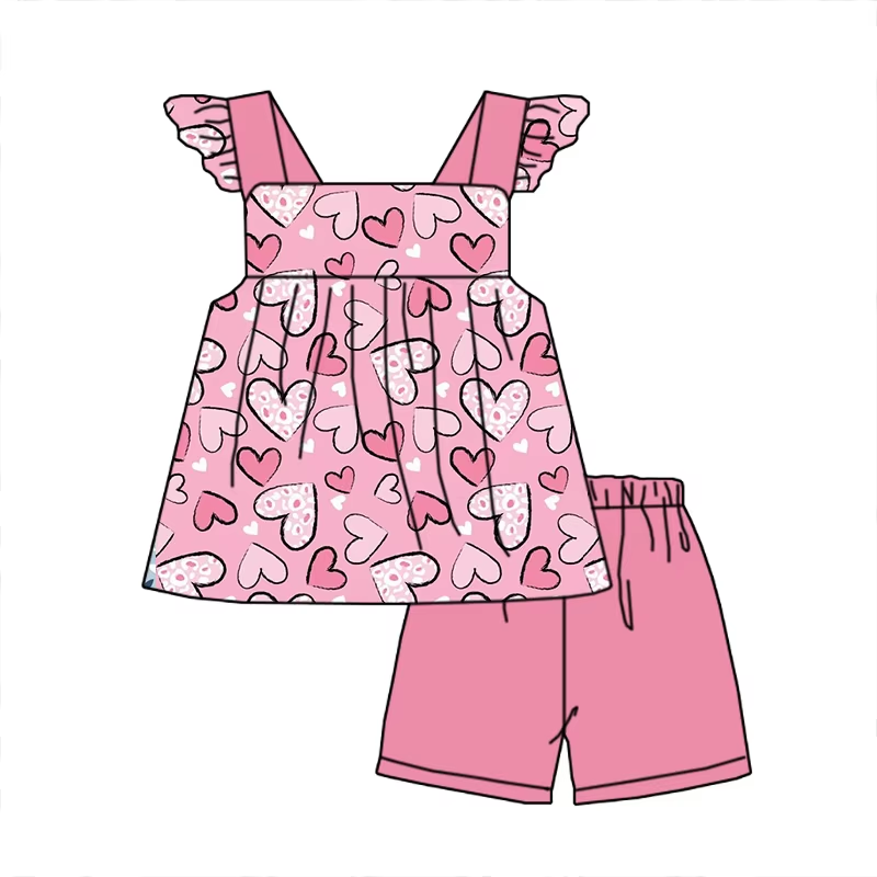 6.21 Pink Heart Flying Sleeves Suit