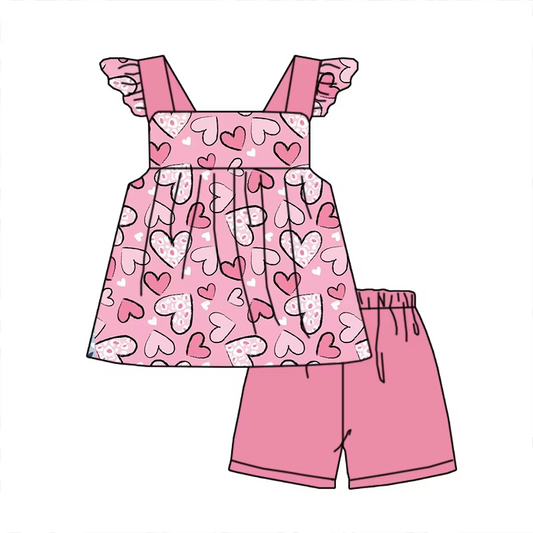 6.21 Pink Heart Flying Sleeves Suit