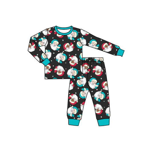 7.12Preorder (moq 5)Baby Boys Long Sleeves Santa Stars Plaid Top Pant Pajamas Set