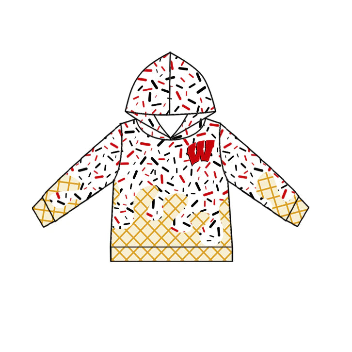 7.2Preorder (moq 5)Baby Boys Long Sleeves Red W Drip Team Hoodies Top