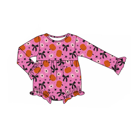 8.5Preorder(moq 5)Baby Infant Girls Bows Pumpkins Fall Ruffle Rompers