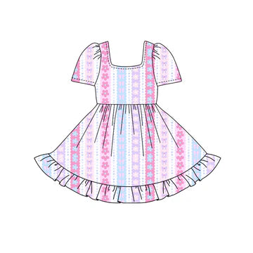 5.24 Colorful flower short-sleeved dress