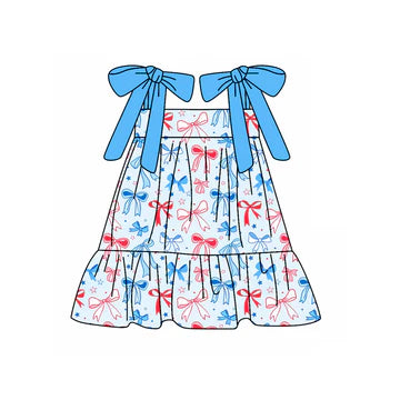 5.8 Blue Suspender Bowknot Girls Dress
