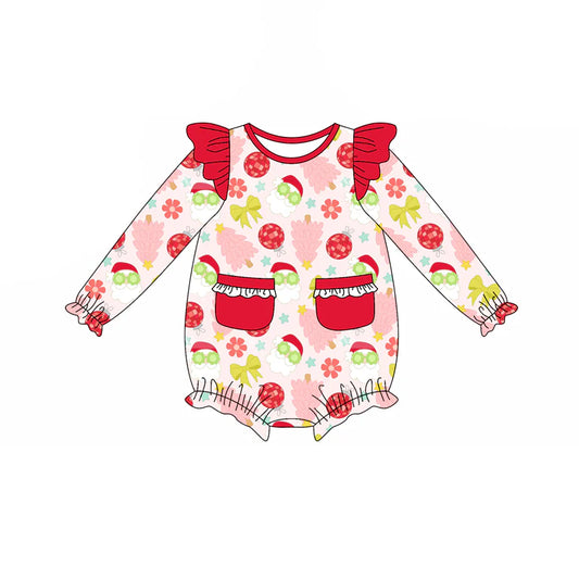 X8.14Baby Girls Christmas Tree Santa Disco Pockets Rompers