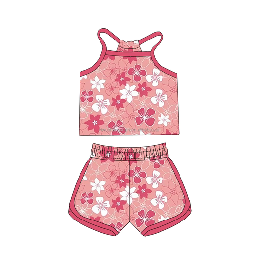 5.14 Red flower summer fashion girl suit
