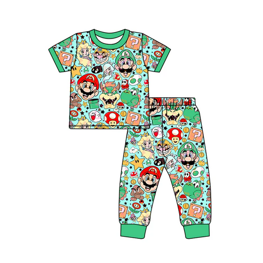 5.16 Mario green boy short-sleeved trousers suit