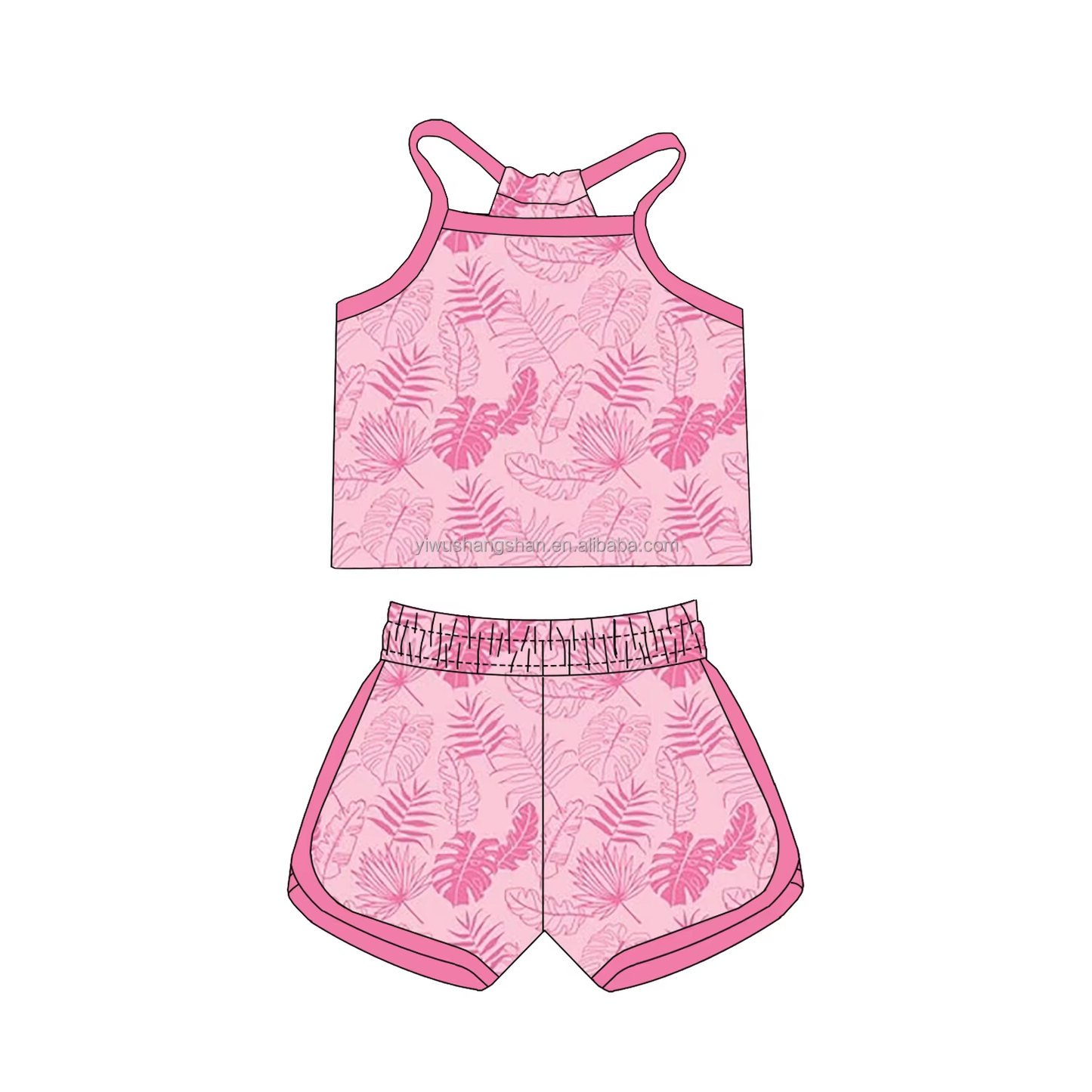 5.14 Pink flower and leaf set