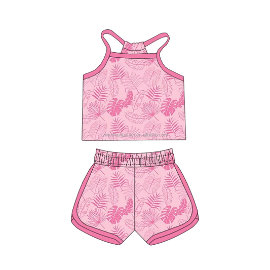 5.14 Pink flower and leaf set