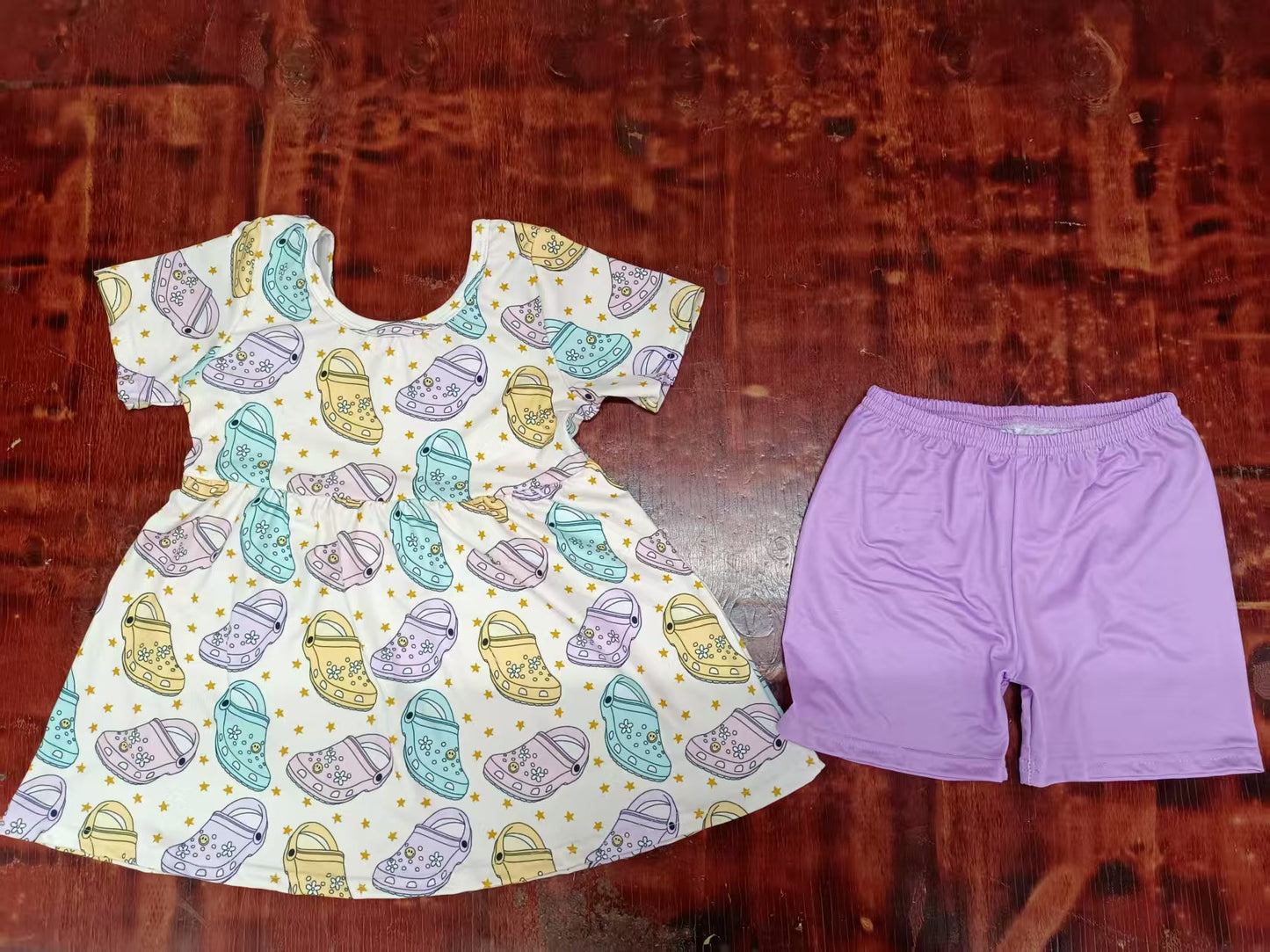 5.9 Hole shoes purple girl summer suit