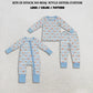 RTS NO MOQ Sibling milk silk Baby Boys Blue Checked Snowmen Christmas Rompers Set