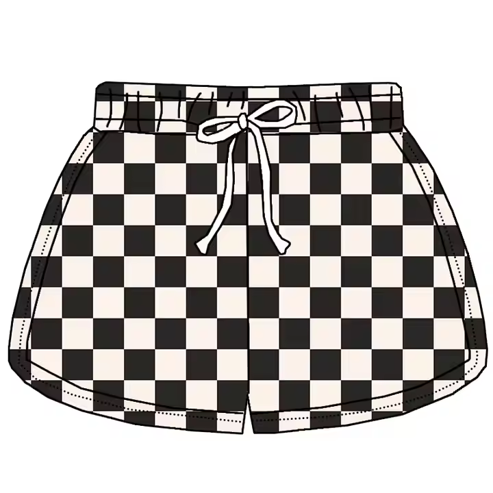 5.20 Black Plaid Shorts