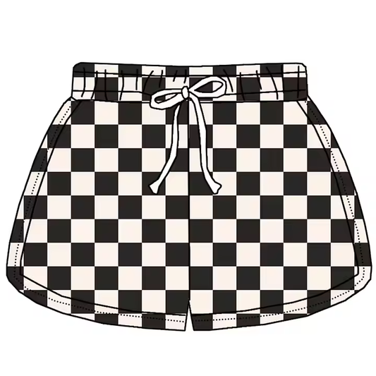 5.20 Black Plaid Shorts
