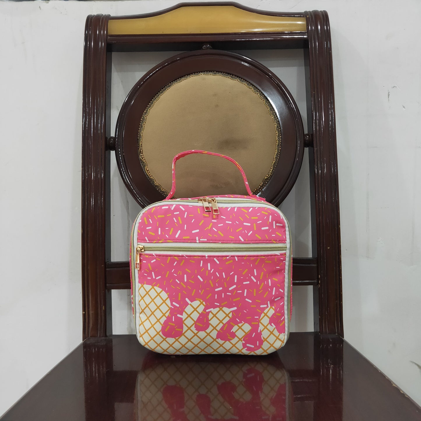 5.21 BA0299 Team fireworks plaid pink lunch box bag