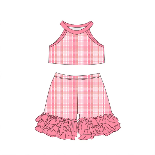 5.14 Pink plaid girl suit