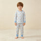 NEW RTS NO MOQ milk silk BLP1514 Baby Boys Long Sleeve Blue Checked Snowmen Top Pant Christmas Pajamas Set