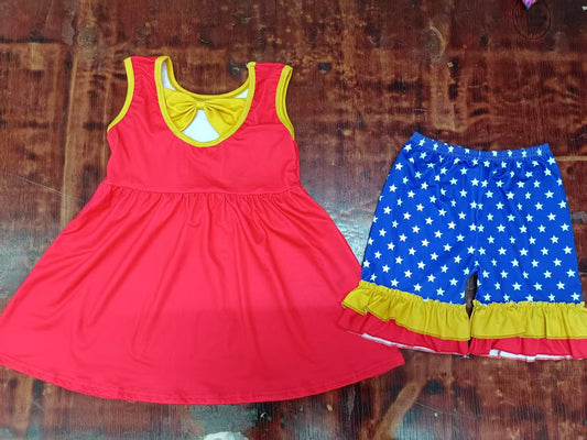 5.9 Red Sleeveless Cartoon Star Suit