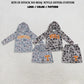 RTS NO MOQ Sibling milk silk Baby Boys Light Grey Camo Hoodie Pockets Shorts Team Clothes Sets