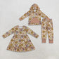 RTS NO MOQ Sibling milk silk Baby Kids Fall Pumpkin Hedgehog Print Matching Set Hoodie Jogger And Girls Long Sleeve Twirl Dress