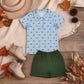 RTS NO MOQ milk silk BSSO2041 Baby Boys Ducks Plaid Button Polo Shirt Top Short Hunting Clothes Set