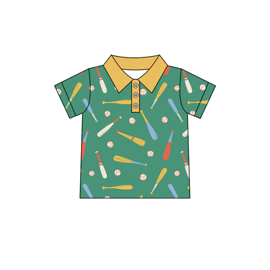 X12.20 Preorder (moq 5)Baby Boys Short Sleeve Baseballs Button Team Polo Shirts Top
