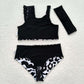 S0224 Cow print black and white swimsuit set