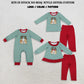 RTS NO MOQ Sibling milk silk Embroidery Lights Dogs Baby Boys And Girls Green Stripe Top Pants Christmas Clothes Sets Rompers