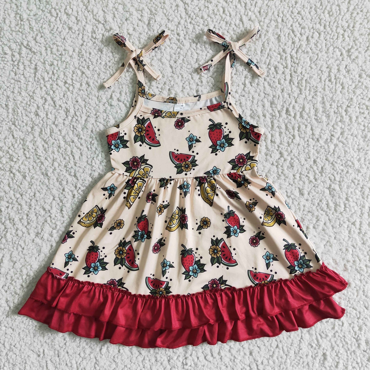 Watermelon flower suspender skirt