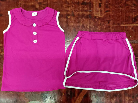 5.9 Rose Red Button Summer Suit