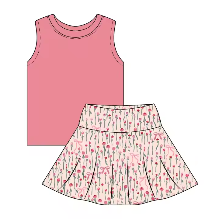 5.14 Pink bow sleeveless suit