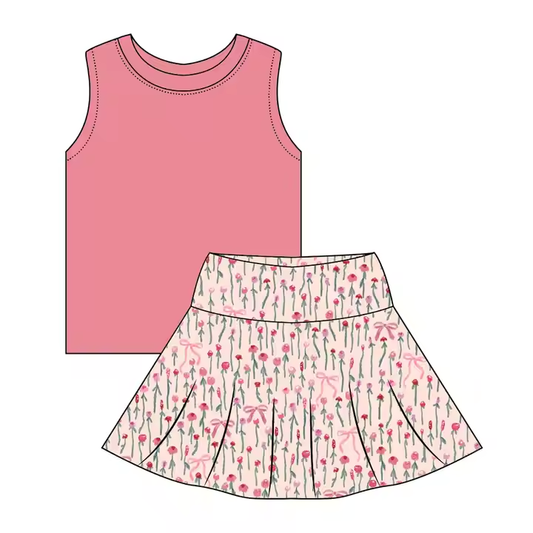 5.14 Pink bow sleeveless suit