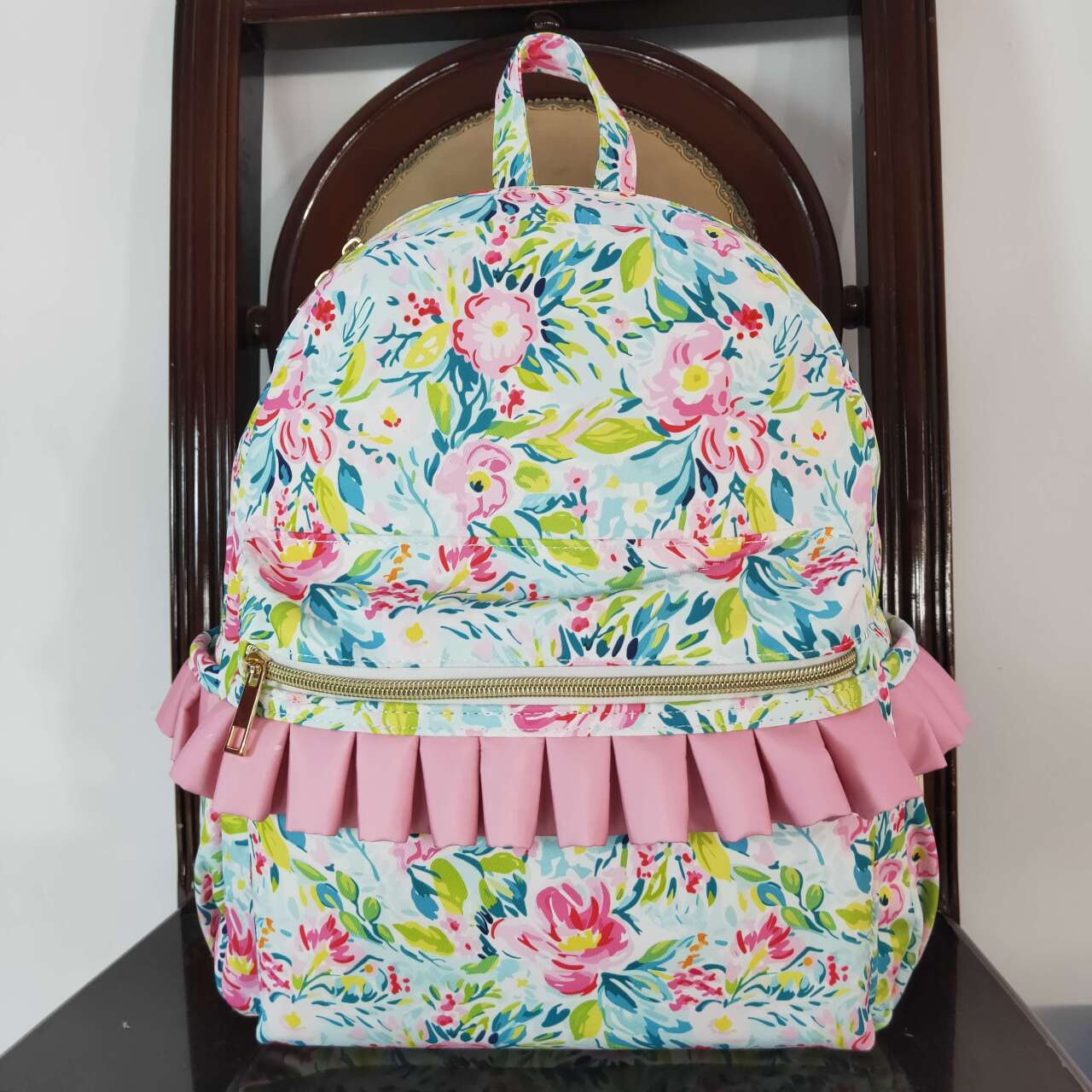 BA0176 Flower rose red lace blue green backpack