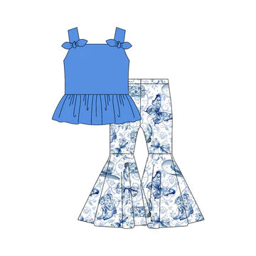 5.2 Blue Bowknot Boots Girls Set