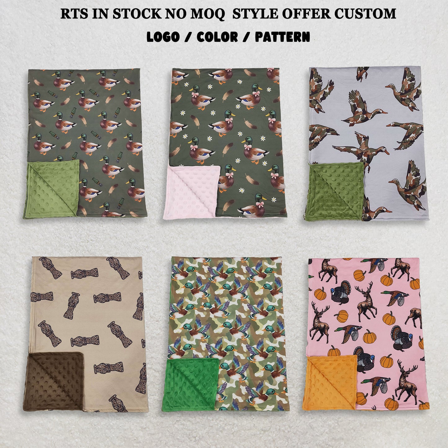 RTS NO MOQ Sibling Blankets Baby Kids Ducks Camouflage Hunting Blankets