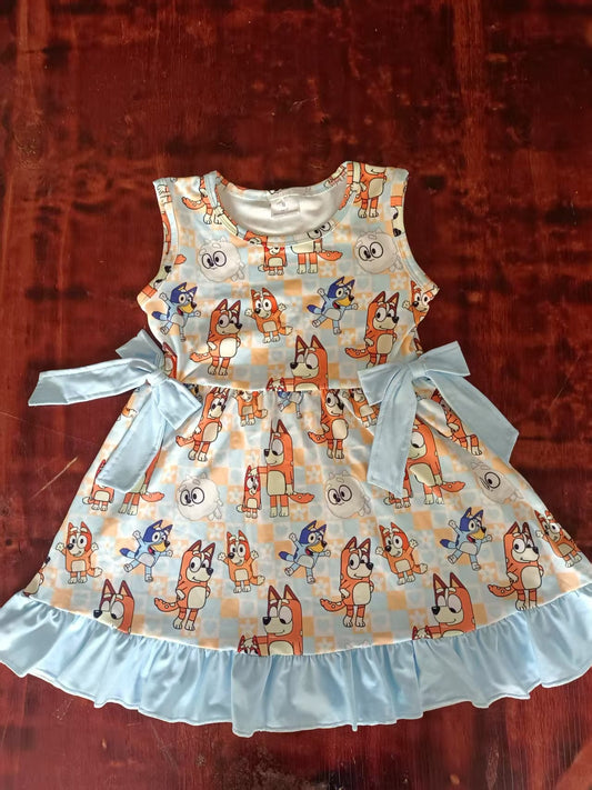 4.25bluey cartoon girl knee-length dress
