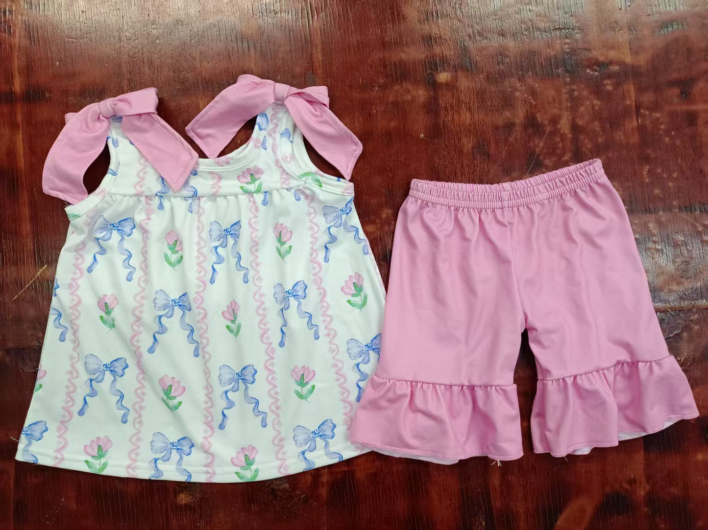 4.26Pink Suspender Bow Suit