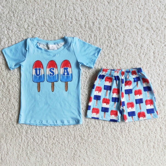 Popsicle blue short-sleeved suit