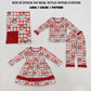 RTS NO MOQ Sibling Baby Girls Red Checked Santa Ruffle Pant Christmas Pajamas Set Dress Blanked