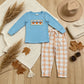 NEW RTS NO MOQ milk silk BLP1498 Embroidery Pumpkins Turkey Baby Boys Pockets Pant Thanksgivings Clothes Sets