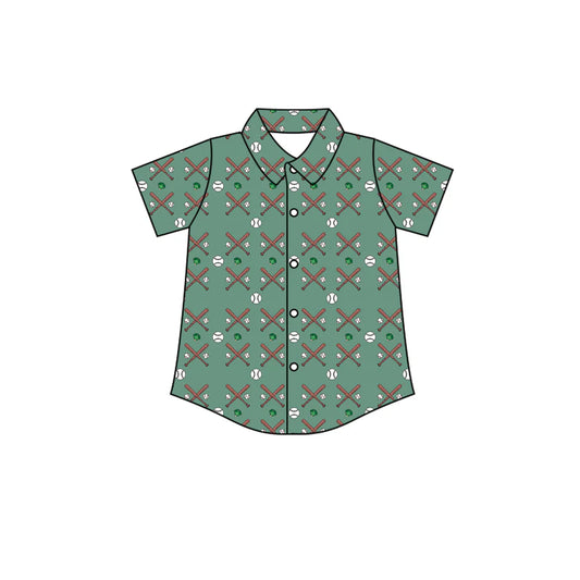 X12.20 Preorder (moq 5)Baby Boys Short Sleeve Baseballs Button Team Shirts Top