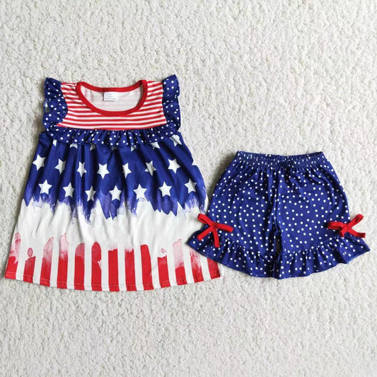 Girls Star Short Sleeve Shorts Set